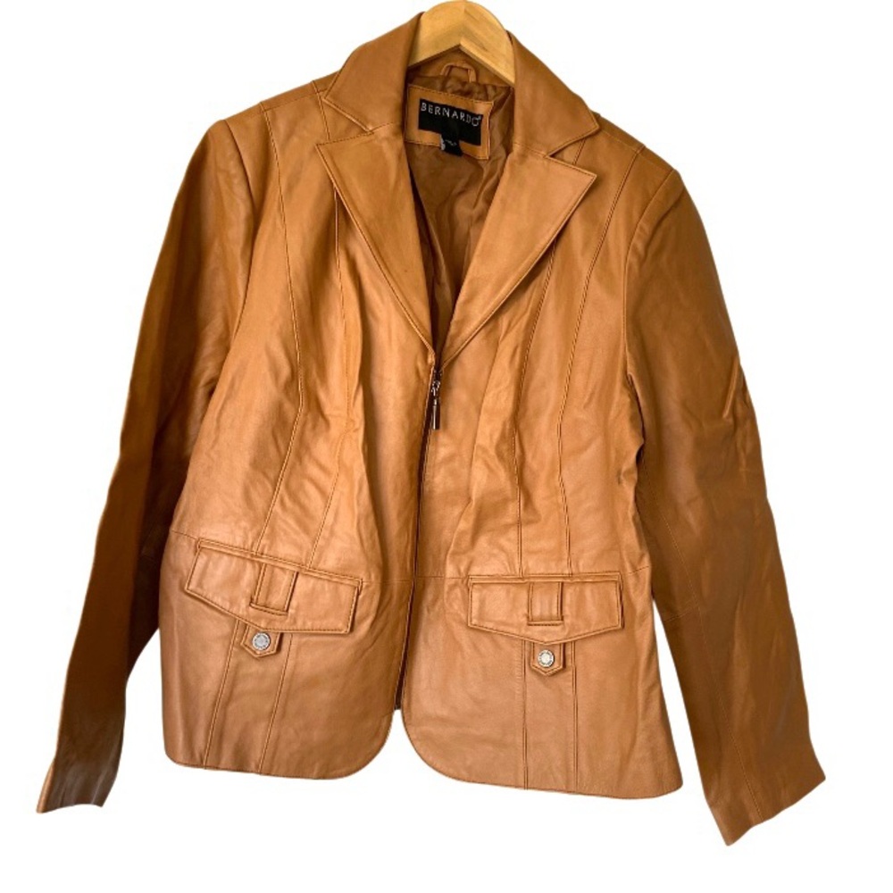 BERNARDO Cognac Leather Jacket Size 1X